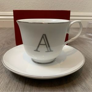Tea Cup and Saucer Set with A initial